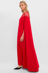 Red Estelle Cape Maxi Dress