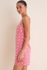 Red Geo Floral Volos Mini Dress