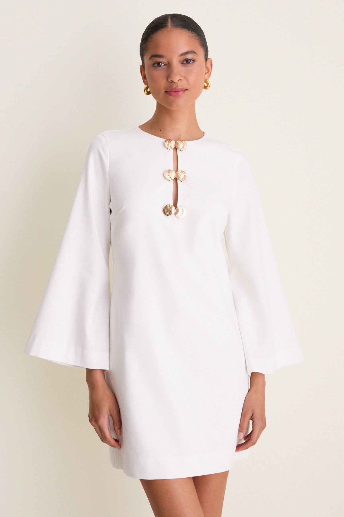 Ivory Linen Shell Hardware Etta Mini Caftan