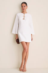 Ivory Linen Shell Hardware Etta Mini Caftan