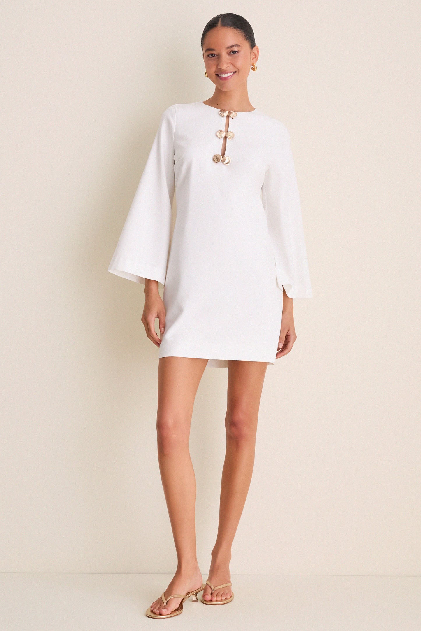 Ivory Linen Shell Hardware Etta Mini Caftan