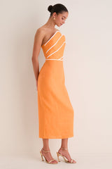 Orange Linen Clementine Maxi Dress