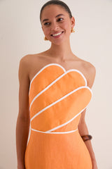 Orange Linen Clementine Maxi Dress