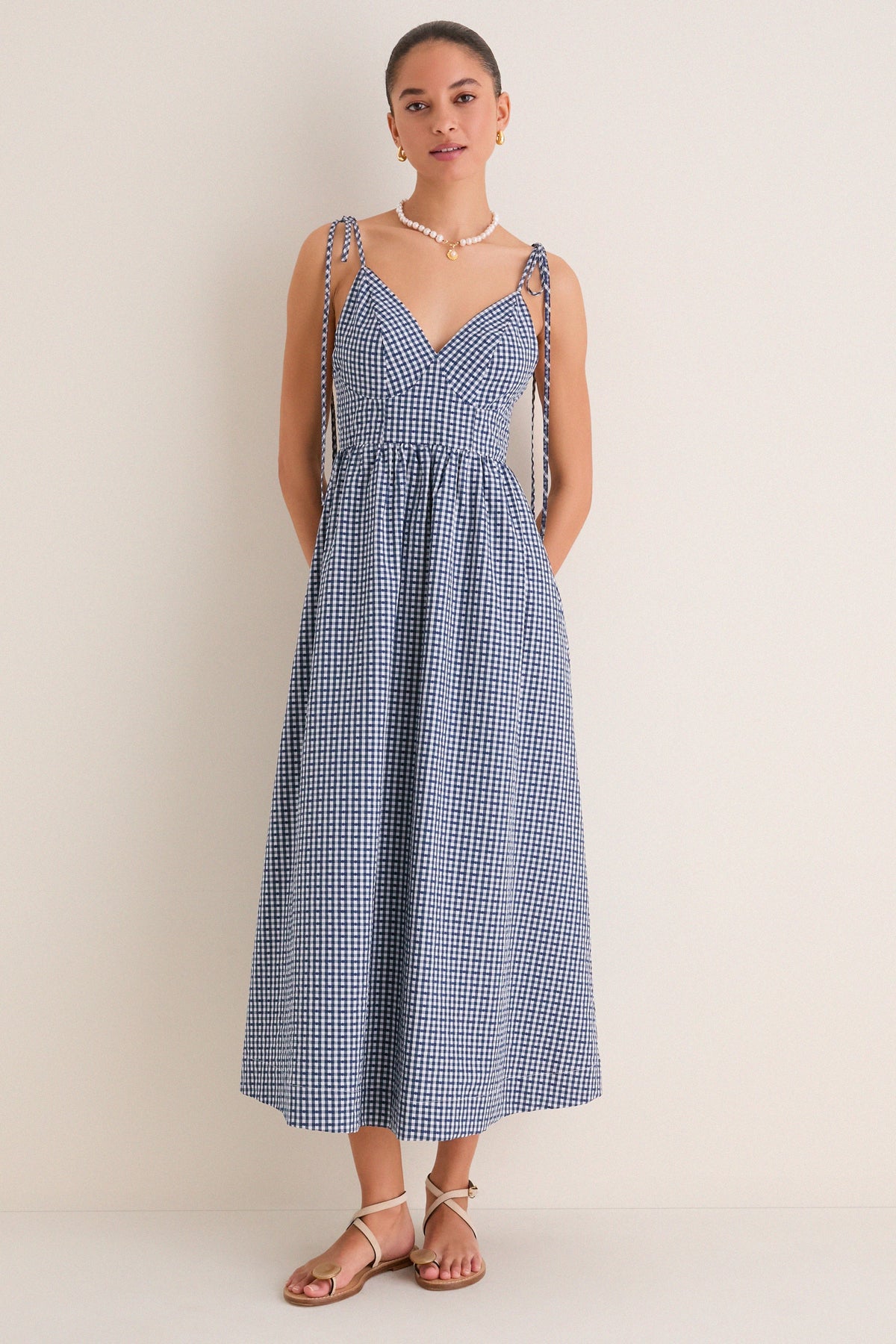 Navy Gingham Sloan Maxi Dress