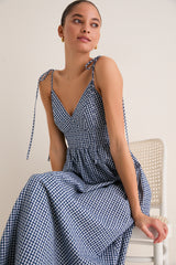 Navy Gingham Sloan Maxi Dress
