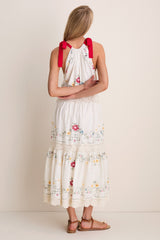 Tea Rose Embroidery Lina Midi Dress