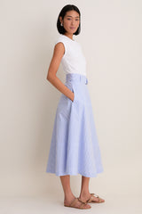 Blue and White Stripe Belmar Mixed Media Dress