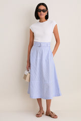 Blue and White Stripe Belmar Mixed Media Dress