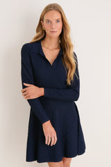 Navy Knit Jeanine Polo Dress