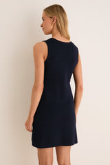 Navy Knit Lenoir Scoop Neck Dress