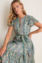 Taj Aqua V-Neck Maxi Dress