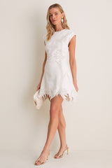 White Raquel Embroidered Mini Dress