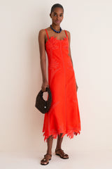 Lobster Ellery Embroidered Bustier Midi Dress
