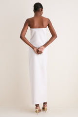 Off White Structured Petal Maxi Dress