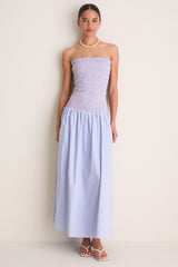 Blue Multi Eleni Smocked Midi Dress