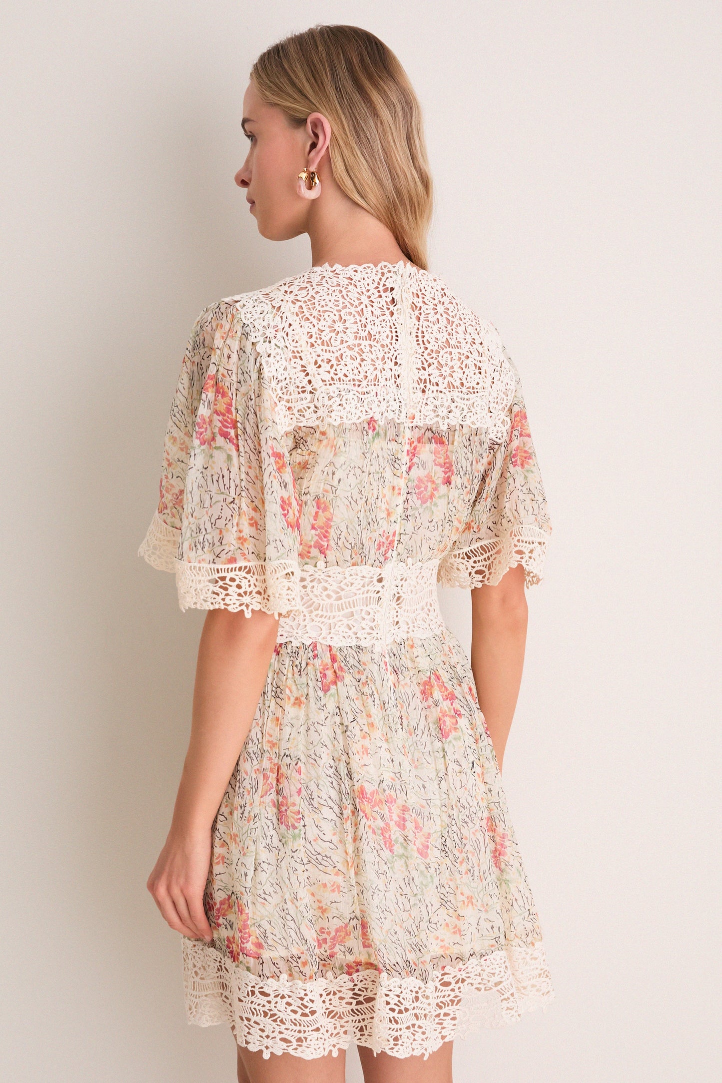 Cream Luisa Print Short Sleeve Mini Dress