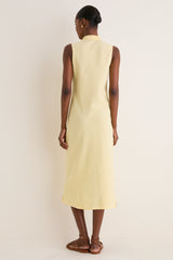 Tbird Yellow Knit Collared Sleeveless Dress