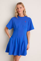 Gala Blue Knit Crew Neck Short Sleeve Dress