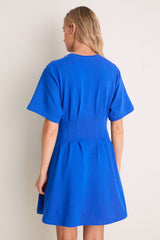Gala Blue Knit Crew Neck Short Sleeve Dress