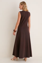 Espresso Cotton Jersey Agnes V-neck Dress