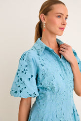 Cameo Blue Eyelet Mini Delaney Dress
