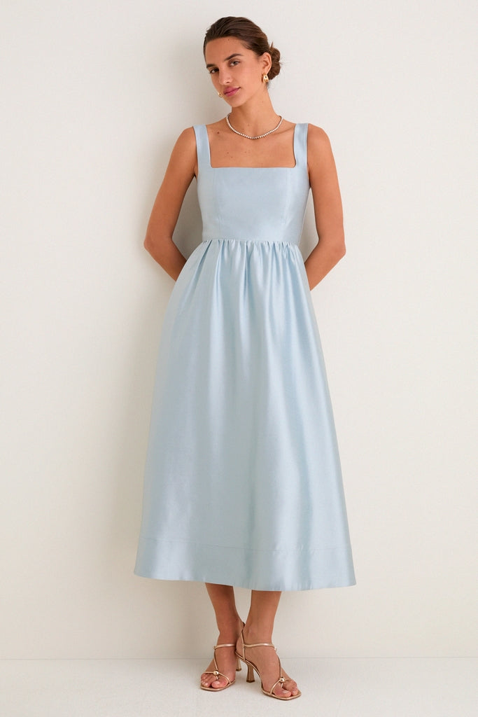 Pewter Blue Dupioni Esme Dress