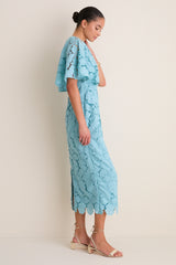 Cameo Blue Eyelet Cape Leah Dress