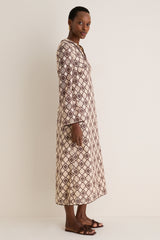 Chocolate Cream Luna Guipure Midi Dress