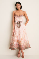 Pink Paisley Alchemy Structured Midi Dress