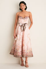 Pink Paisley Alchemy Structured Midi Dress