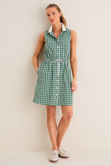 Eden Green Gingham Sleeveless Performance Seersucker Alcott Golf Dress