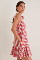 Clay Gingham Sleeveless Performance Seersucker May Golf Dress