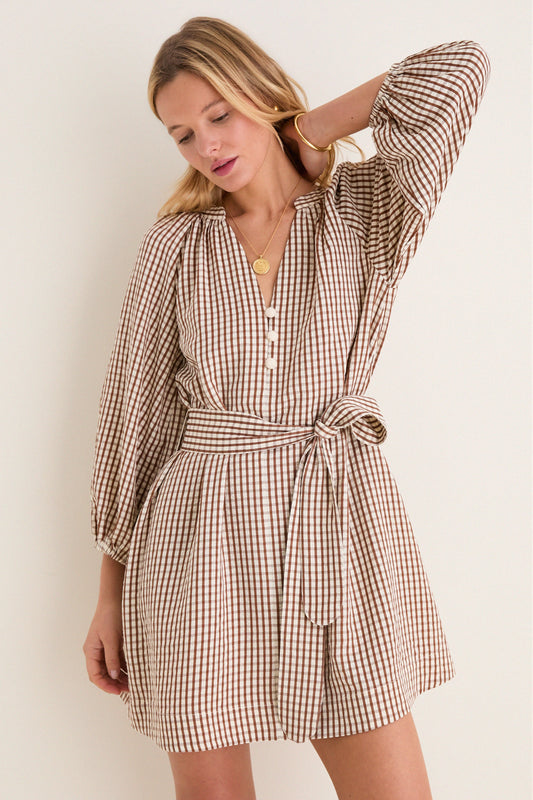 Brown Gingham Harlow Dress