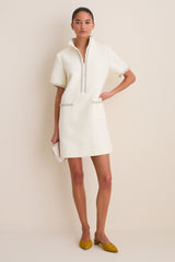 Pearl White Tweed Embellished Ophelia Dress