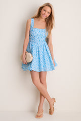 Blue Palm Eyelet Blair Mini Dress