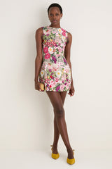 Multi Floral Mesh Flora Mini Dress