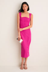 Magenta Pink Elva Midi Dress