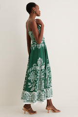 Miranda Dark Green Belt Buckles Maxi Dress