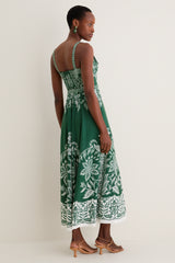Miranda Dark Green Belt Buckles Maxi Dress