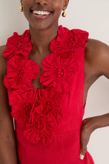 Red Sleeveless Midi Dress