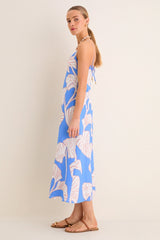 Blue and Ivory Ilana Midi Dress