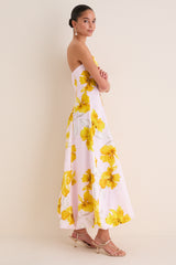 Pink and Yellow Francine Strapless Maxi Dress