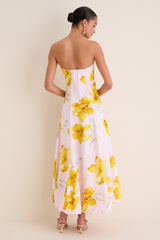 Pink and Yellow Francine Strapless Maxi Dress