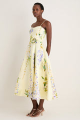 Wisteria Print Mariela Embellished Midi Dress