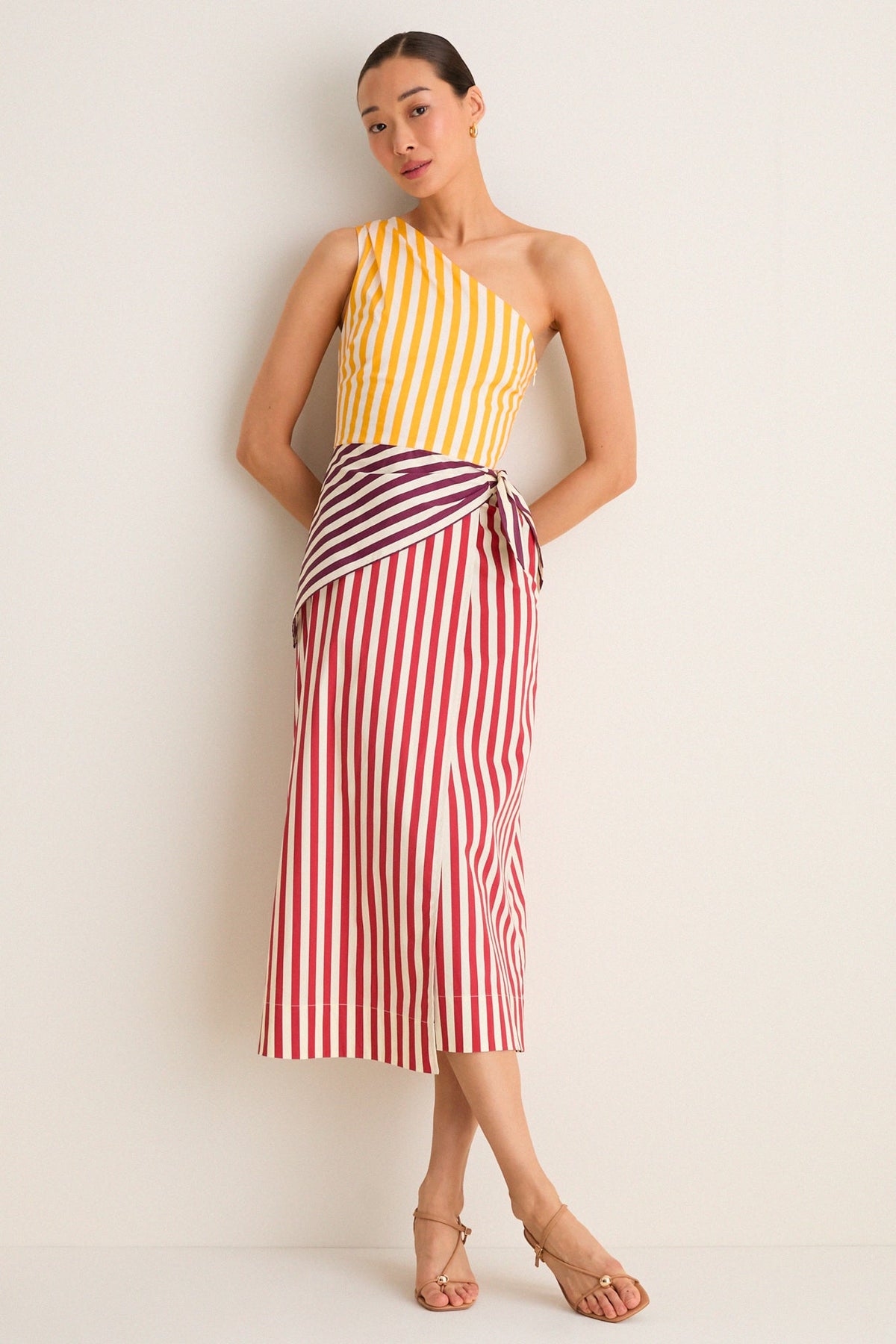 Red Stripe Belem Poplin Midi Dress