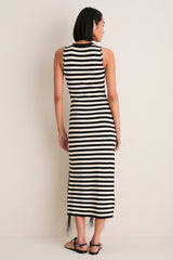 Black and White Stripe Sabine Fringe Knit Dress