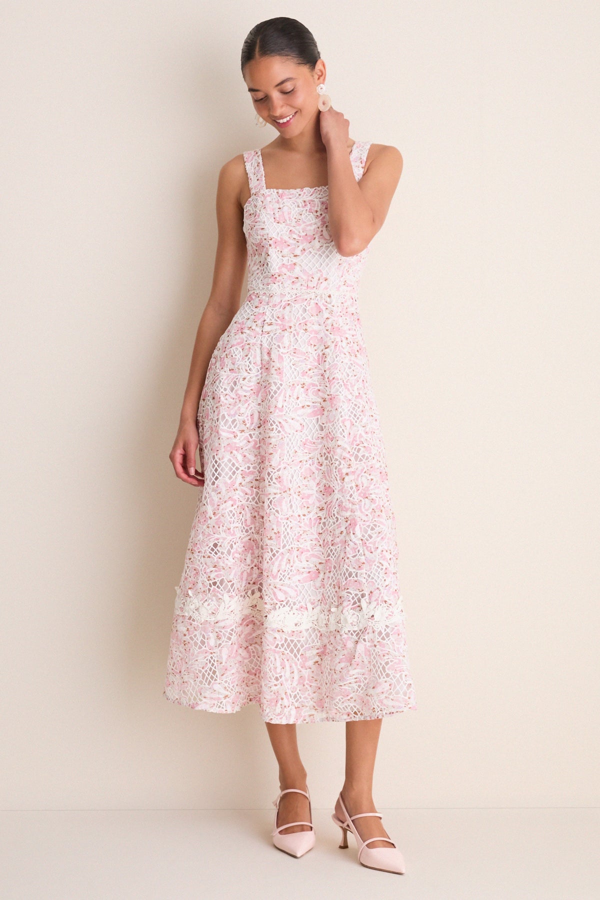 Pink Multi Valencia Midi Dress