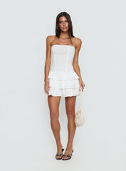 Valentia Tiered Mini Dress White