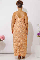 Sandy Shore Paisley Maxi Dress In Orange Curves