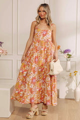 Tranquil Time Floral Midi Dress in Golden Honey